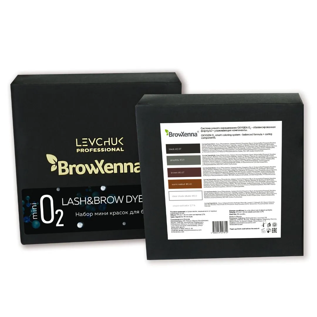 BrowXenna zestaw Oxygen O2 Mini 4 farby diluter aktywator