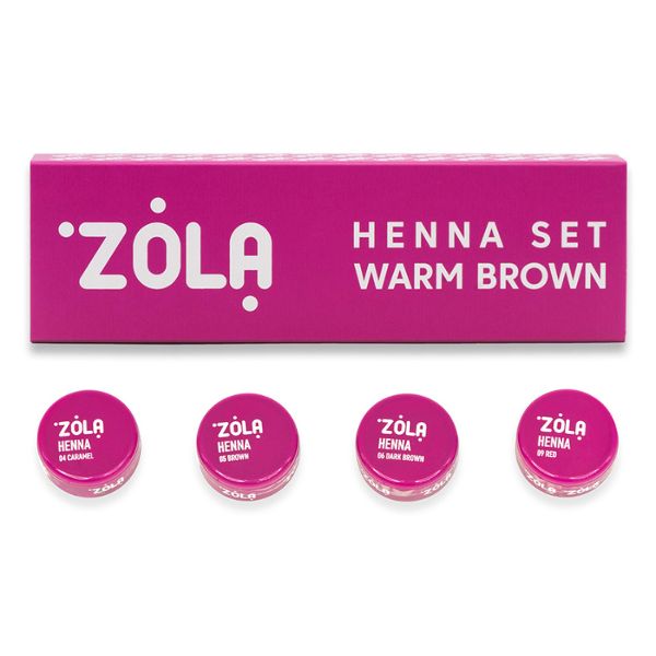 ZOLA HENNA SET WARM BROWN zestaw henna 4×2.5g